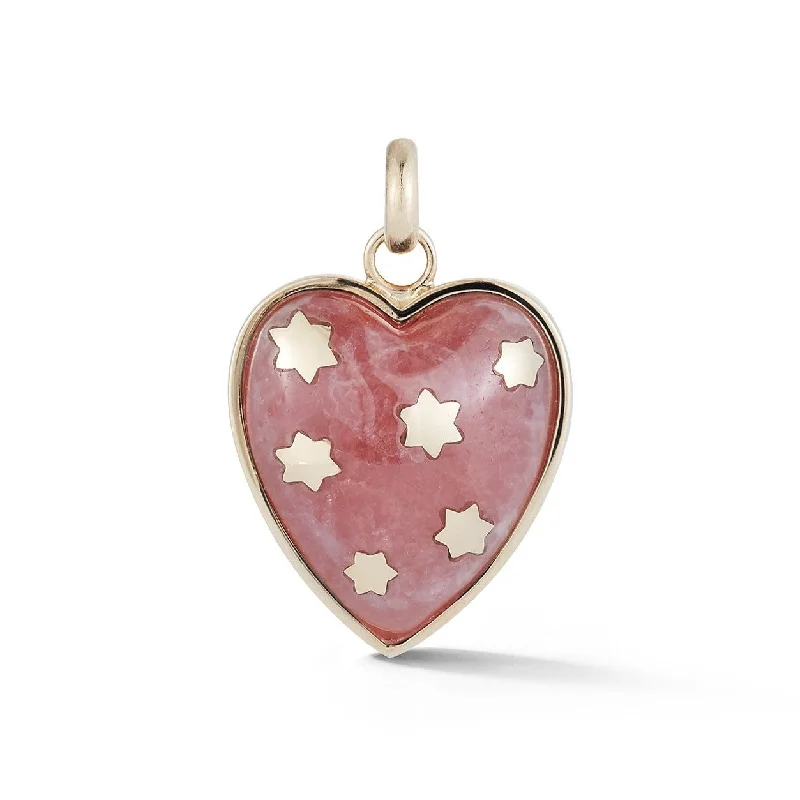 14K Gold & Rhodochrosite Anna Heart Charm