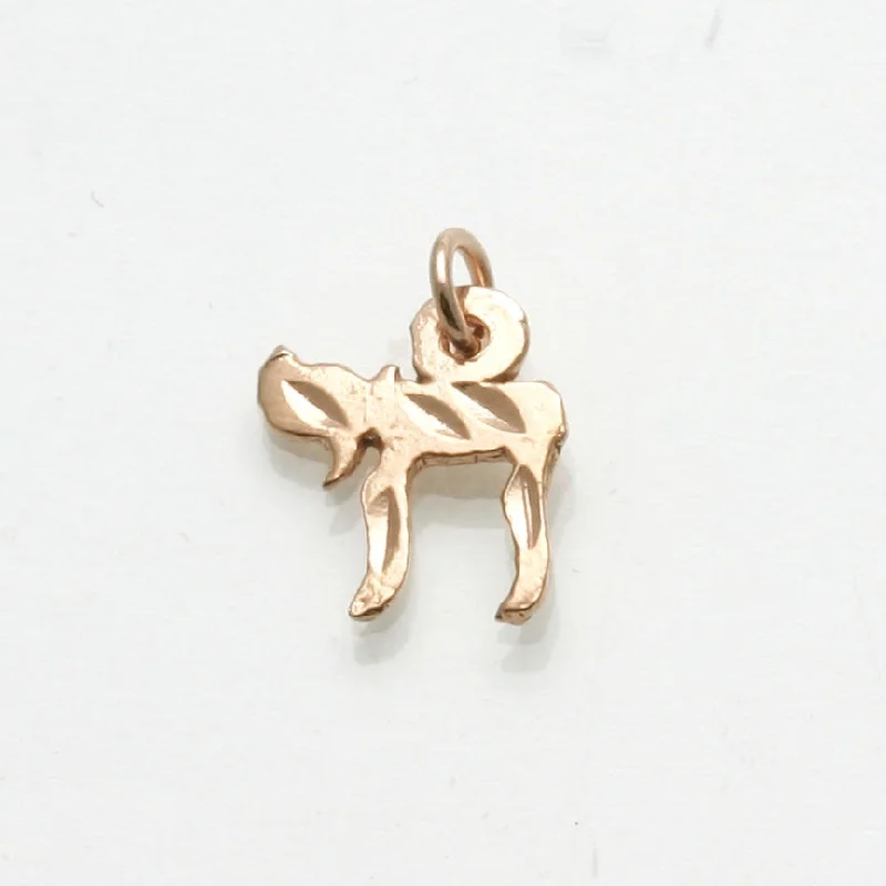 14k Rose Gold Chai Pendant Small Diamond Cut