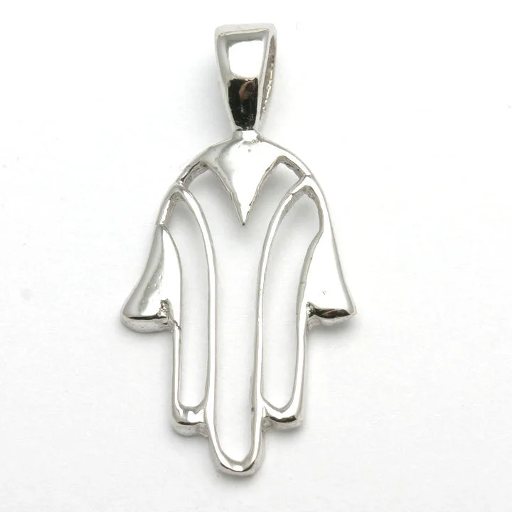 14k White Gold Hamsa Pendant Modern