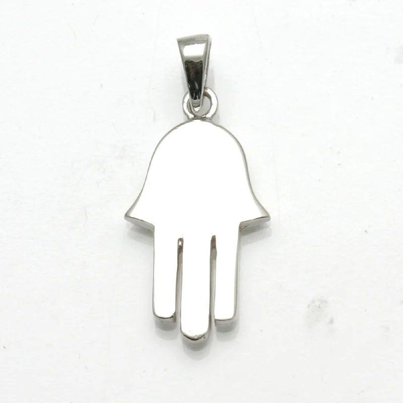 14k White Gold Hamsa Pendant Matte