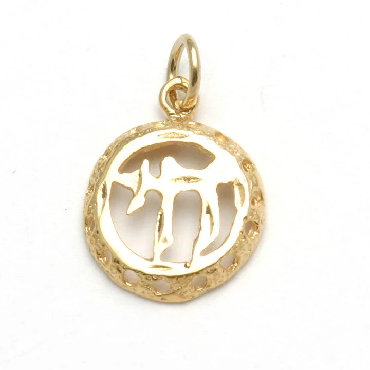 14k Yellow Gold Chai Encircled Pendant Small