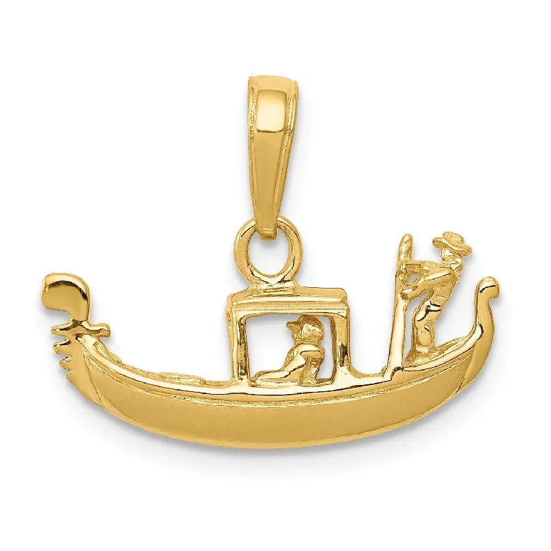 14KT Yellow Gold 14X20MM Three Dimensional Gondola Pendant. Chain Not Included