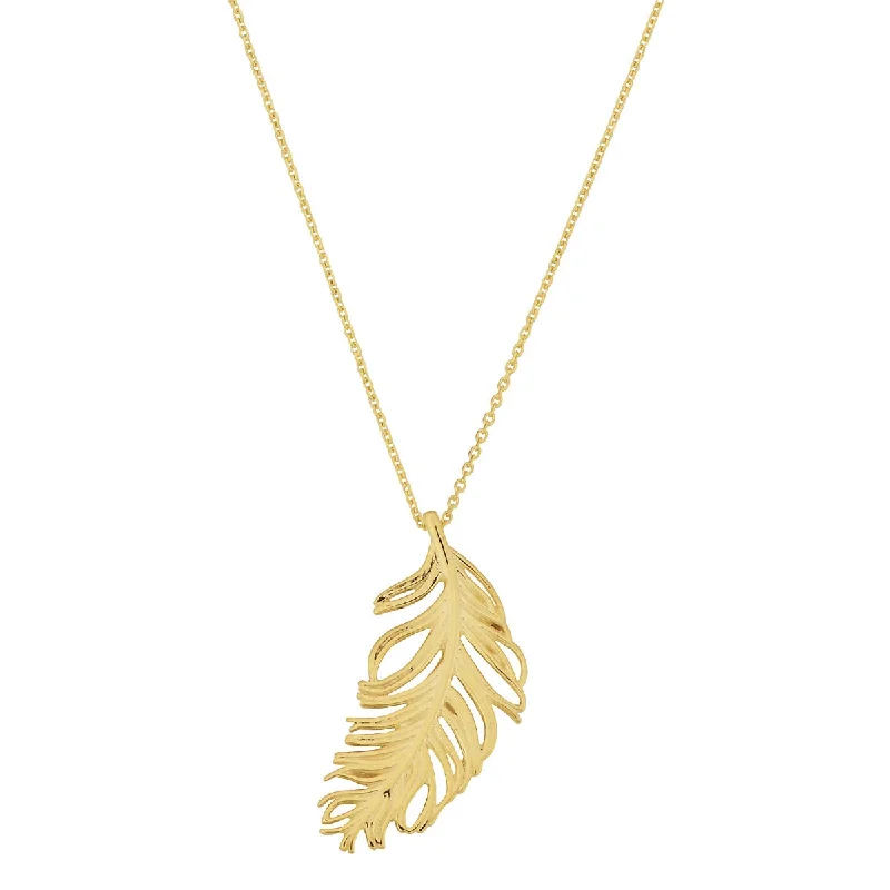 14KT Yellow Gold 18-inch Feather Pendant