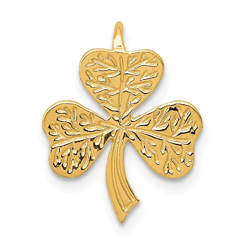 14KT Yellow Gold 18X12MM Shamrock Pendant. Chain Not Included