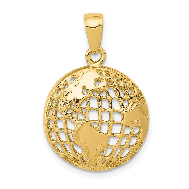 14KT Yellow Gold 24.5X16MM Globe Pendant. Chain Not Included