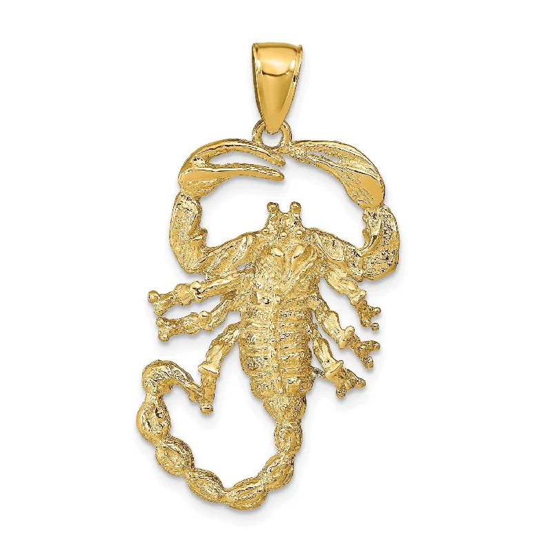 14KT Yellow Gold 39X19MM Scorpion Pendant. Chain Not Included