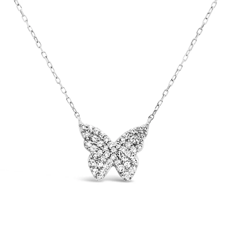 White Gold Diamond Butterfly Necklace