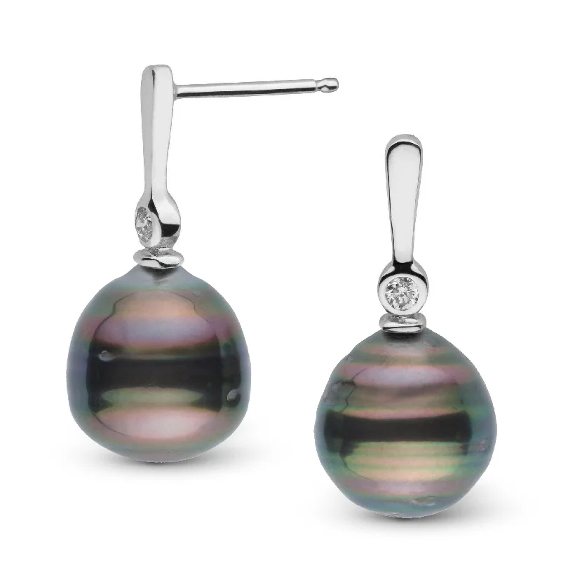 Aspire Collection 9.0-10.0 mm Baroque Tahitian Pearl & Diamond Earrings