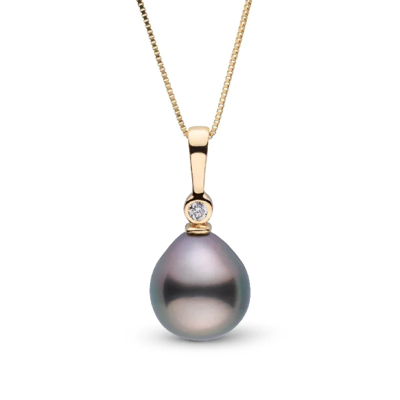 Aspire Collection 9.0-10.0 mm Drop Tahitian Pearl & Diamond Pendant