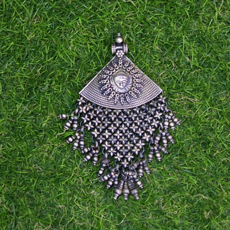 925 sterling silver Goddess Bhawani pendant, oxidized custom made gifting pendant necklace tribal ethnic temple charm jewelry nsp334