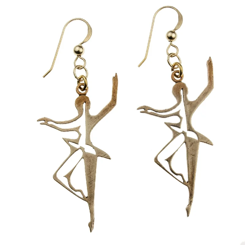 Dancing for Peace Peace Bronze Earrings on French Hooks