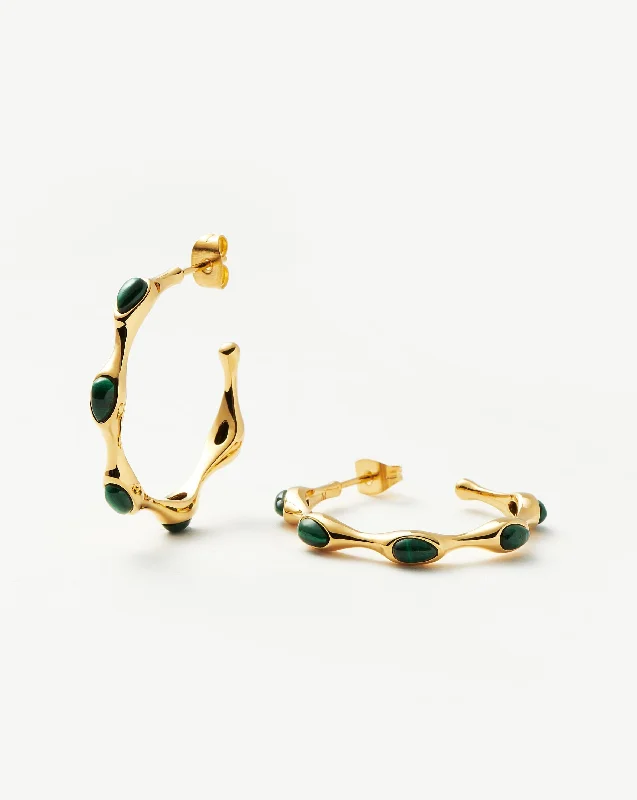 Magma Gemstone Medium Hoop Earrings | 18ct Recycled Gold Plated on Brass