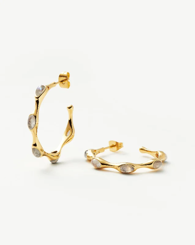 Magma Gemstone Medium Hoop Earrings | 18ct Recycled Gold Plated on Recycled Sterling Silver