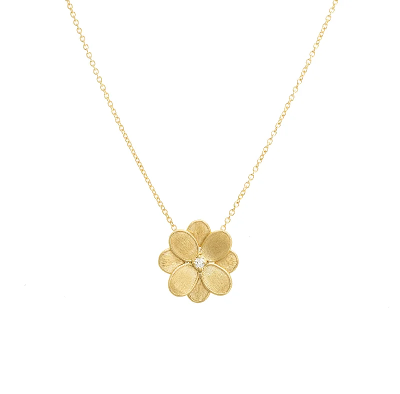 Marco Bicego Petali Yellow Gold Diamond Flower Necklace, 16.5"