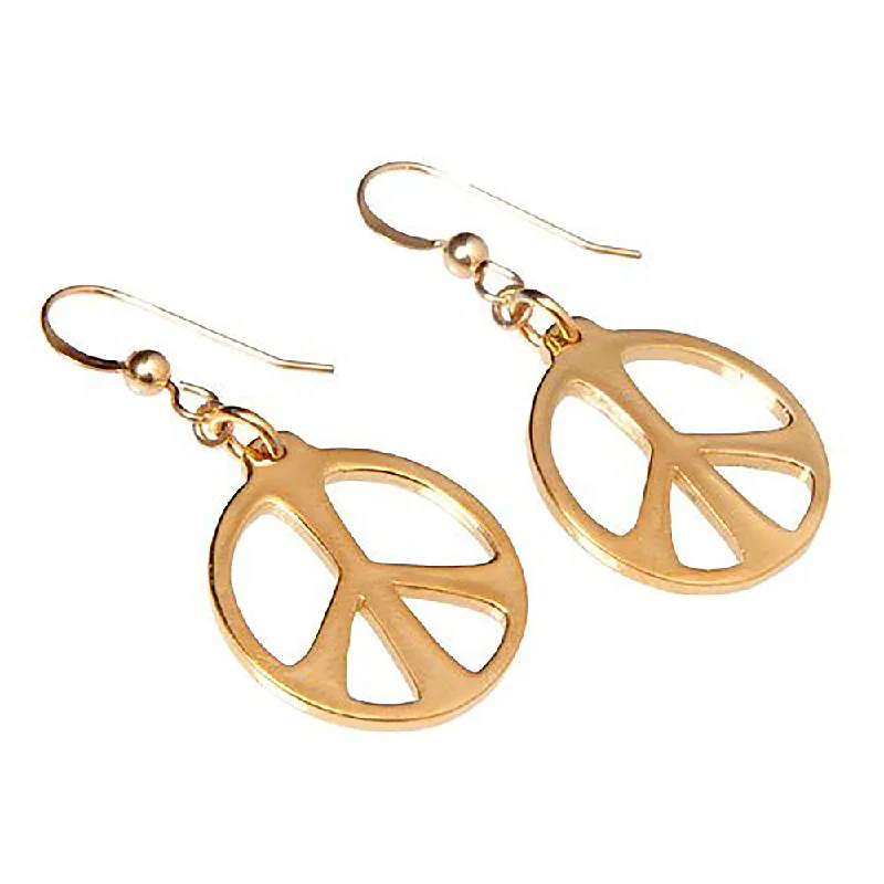 Medium Peace Symbol Gold-dipped Earrings on French Hooks