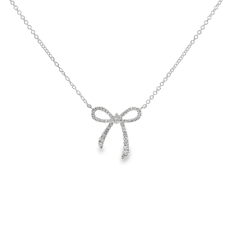 White Gold Diamond Ribbon Necklace