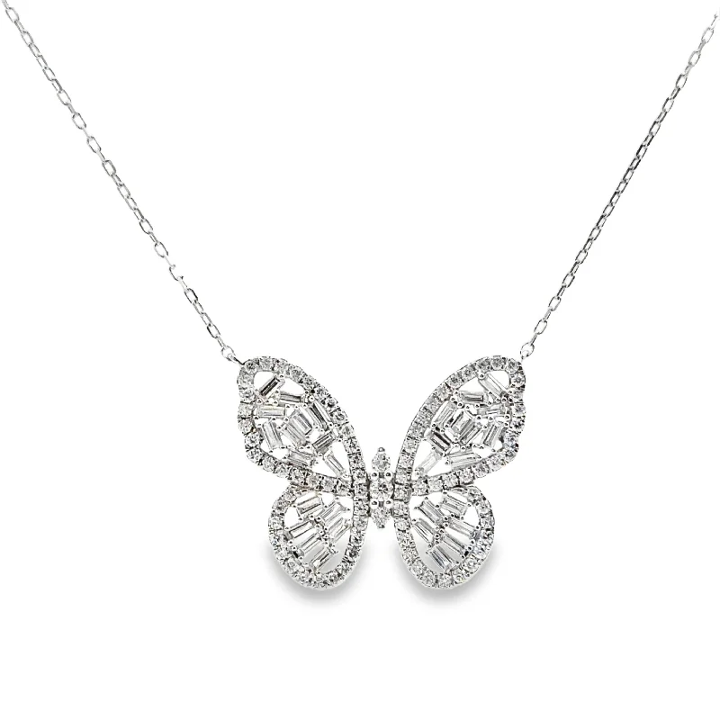 White Gold Diamond Butterfly Necklace