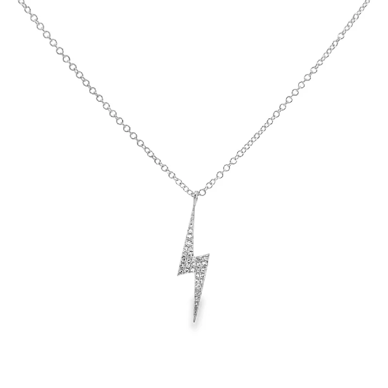 White Gold Pave Diamond Lightning Bolt Pendant