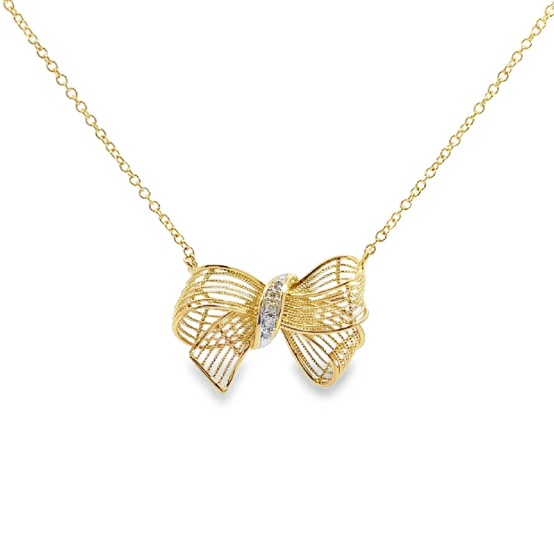 Yellow Gold Diamond Ribbon Necklace