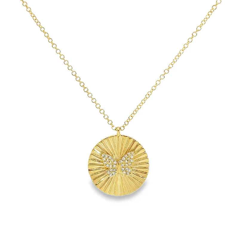 Yellow Gold Diamond Disc Pendant