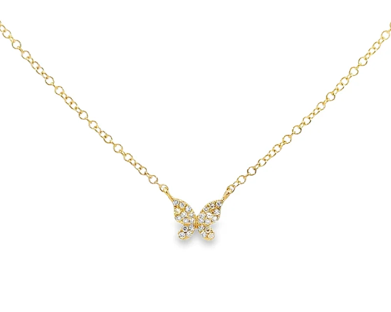 Yellow Gold Diamond Butterfly Necklace