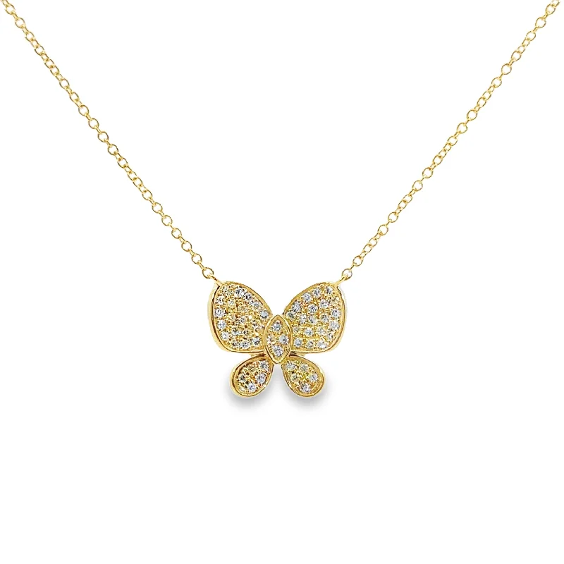 Yellow Gold Diamond Butterfly Necklace