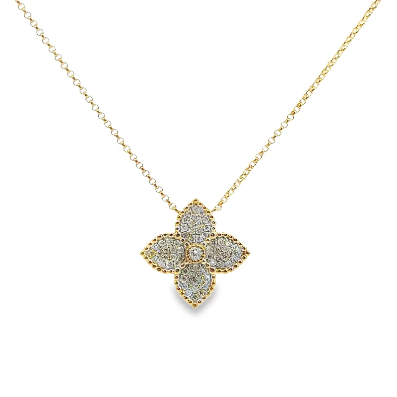 Yellow Gold Diamond Flower Necklace