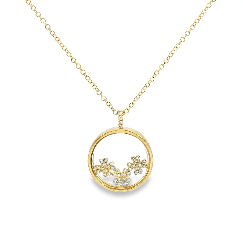 Yellow Gold Floral Diamond Pendant