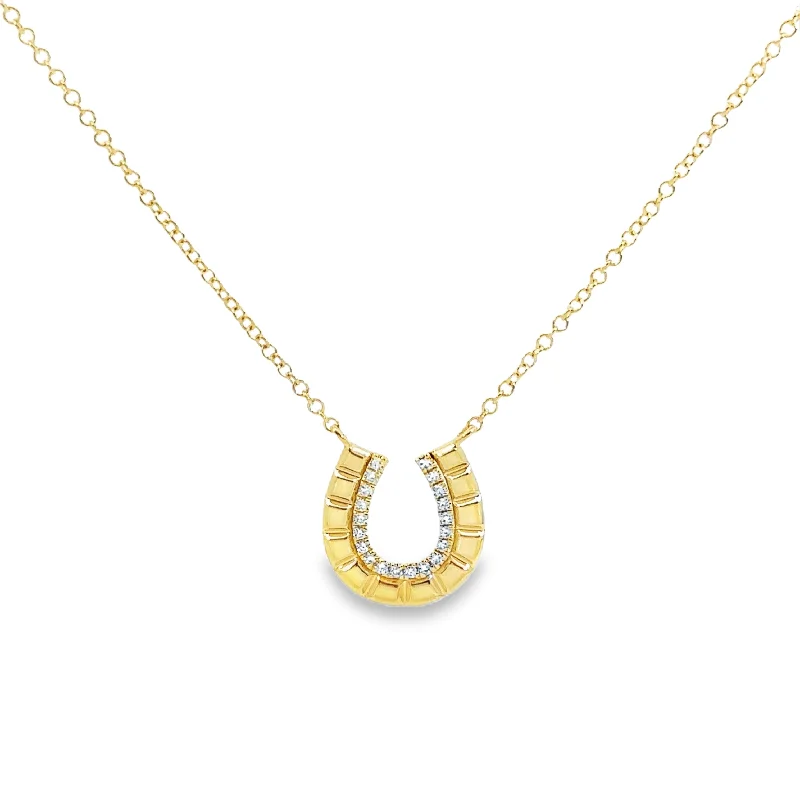 Yellow Gold Diamond Horseshoe Necklace