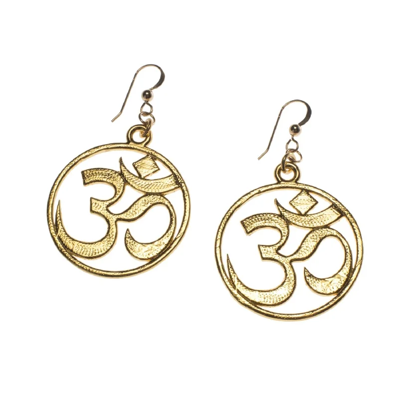 Om Gold-dipped Earrings on French Hooks