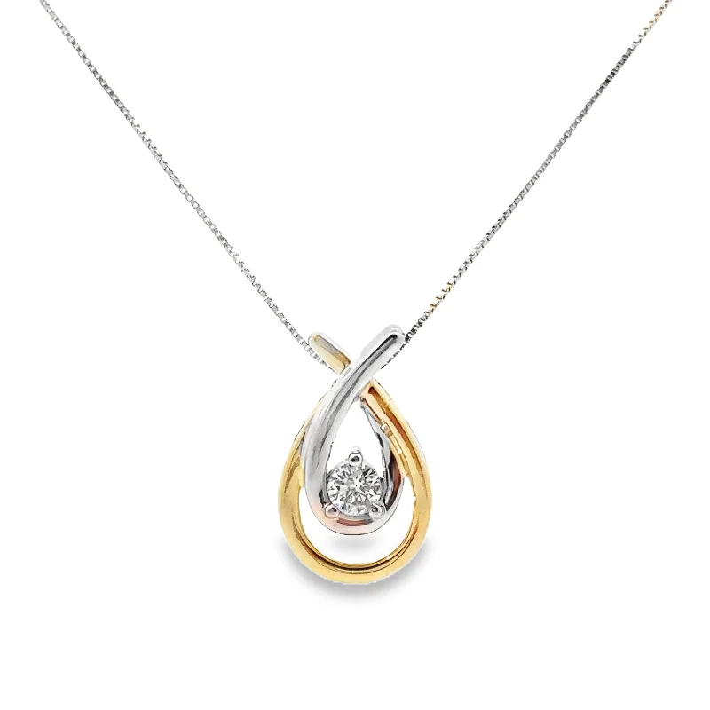 White and Yellow Gold Diamond Solitaire Pendant