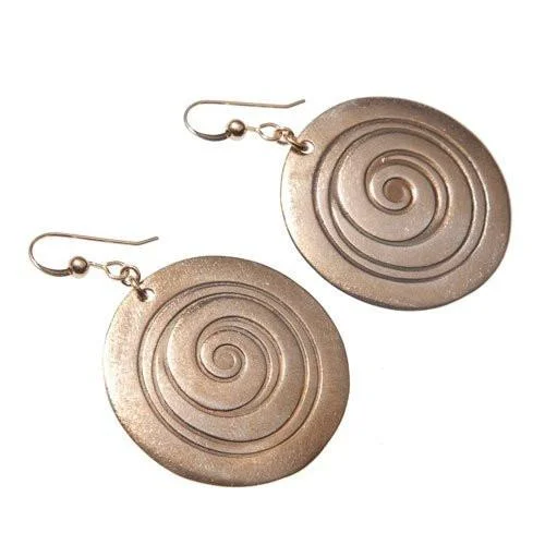 Spiral Gold-dipped Earrings on French Hooks