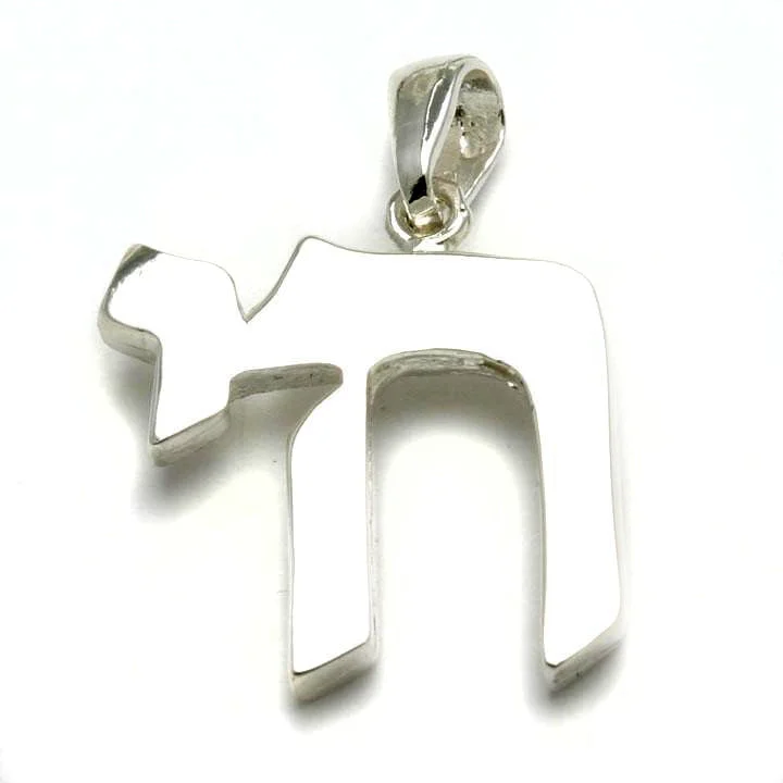 Sterling Silver Chai Pendant Solid Large