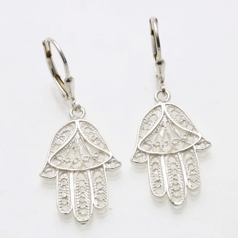 Sterling Silver Filigree Dangle Earrings Leverback