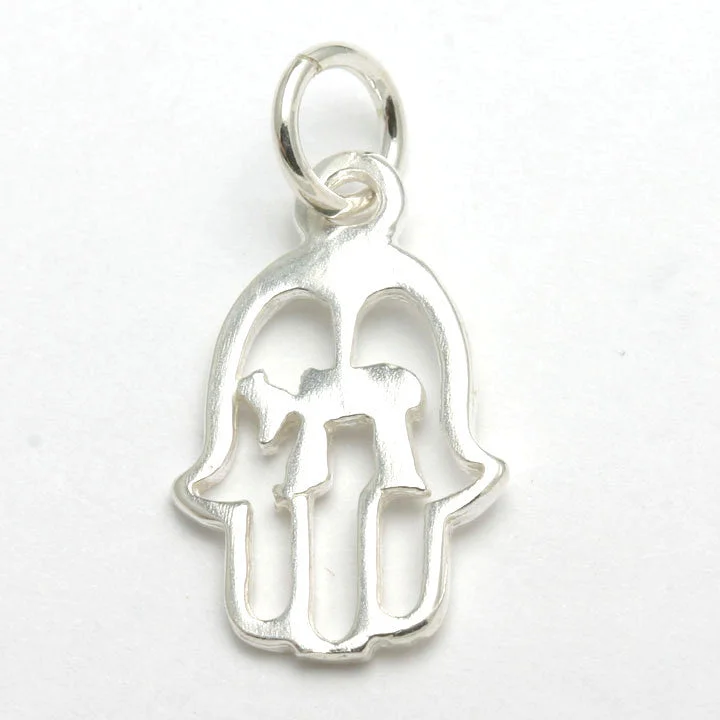 Sterling Silver Hamsa Chai Pendant