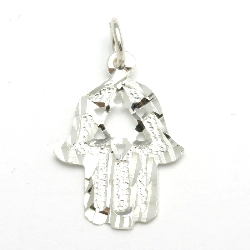 Sterling Silver Jewish Star of David Hamsa Pendant