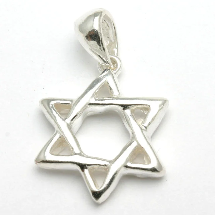 Sterling Silver Jewish Star of David Pendant Woven 3D