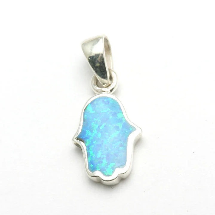 Sterling Silver Opalite Hamsa Pendant