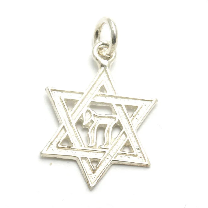 Sterling Silver Star of David Chai Pendant