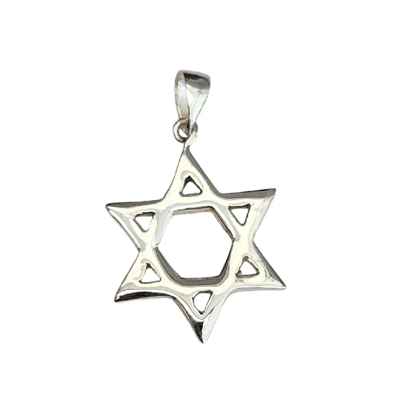 Sterling Silver Jewish Star of David Pendant Solid