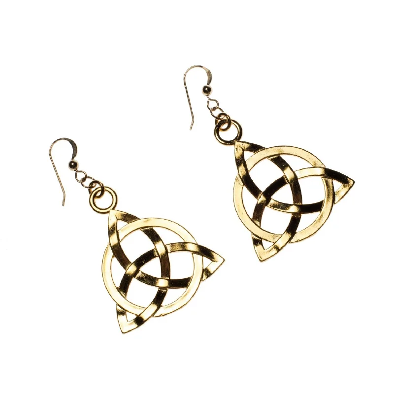 Triquetra Trinity Knot Gold-dipped Earrings on French Hooks