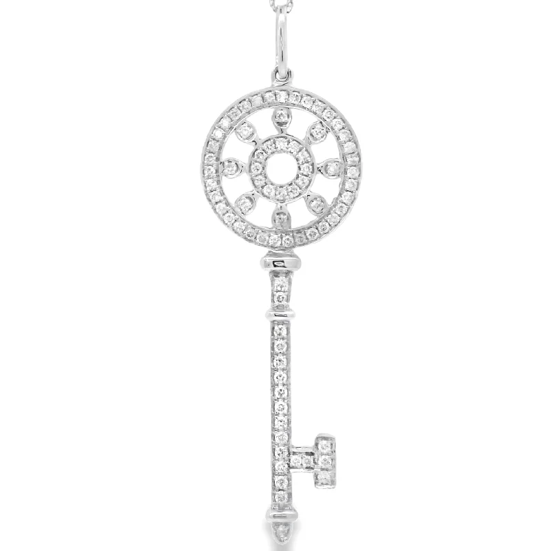 White Gold Diamond Key Pendant