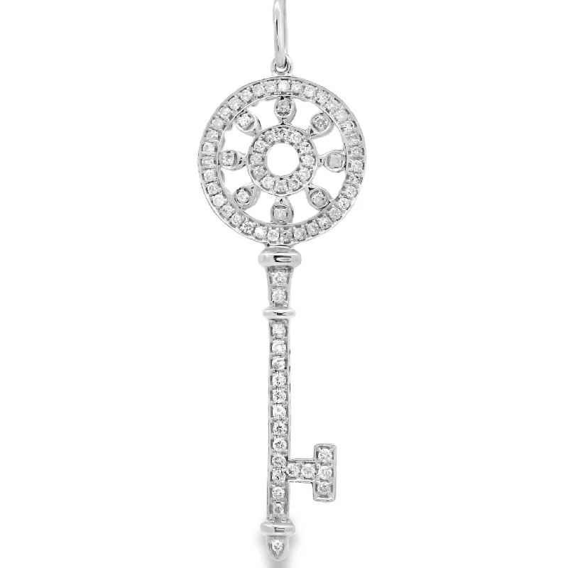 White Gold Diamond Key Pendant