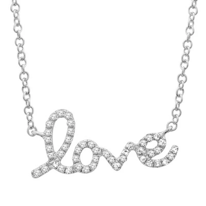 White Gold Diamond "Love" Necklace