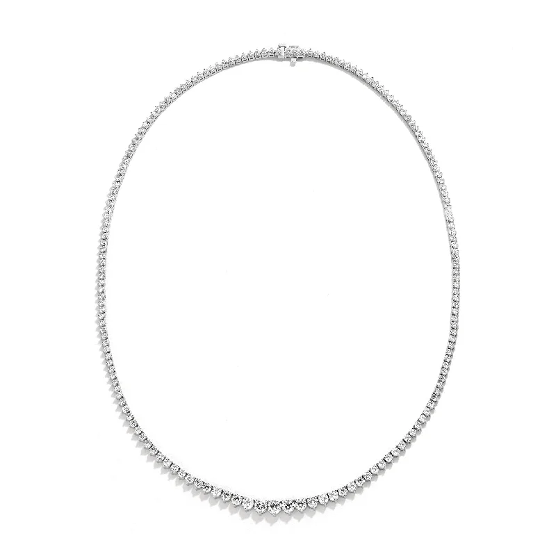 Sabel Collection White Gold Round Diamond Graduated Necklace, 17"