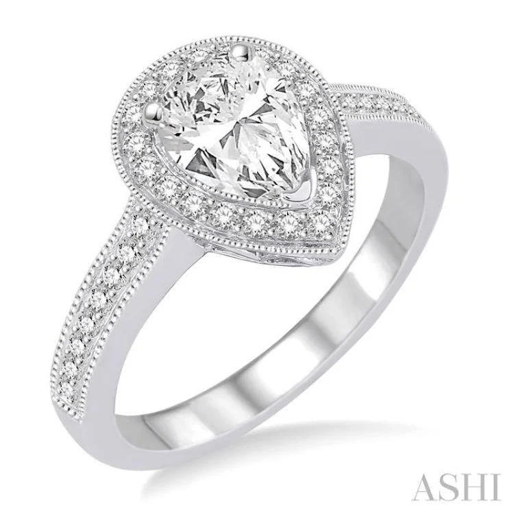 1/3 Ctw Diamond Semi-mount Engagement Ring in 14K White Gold