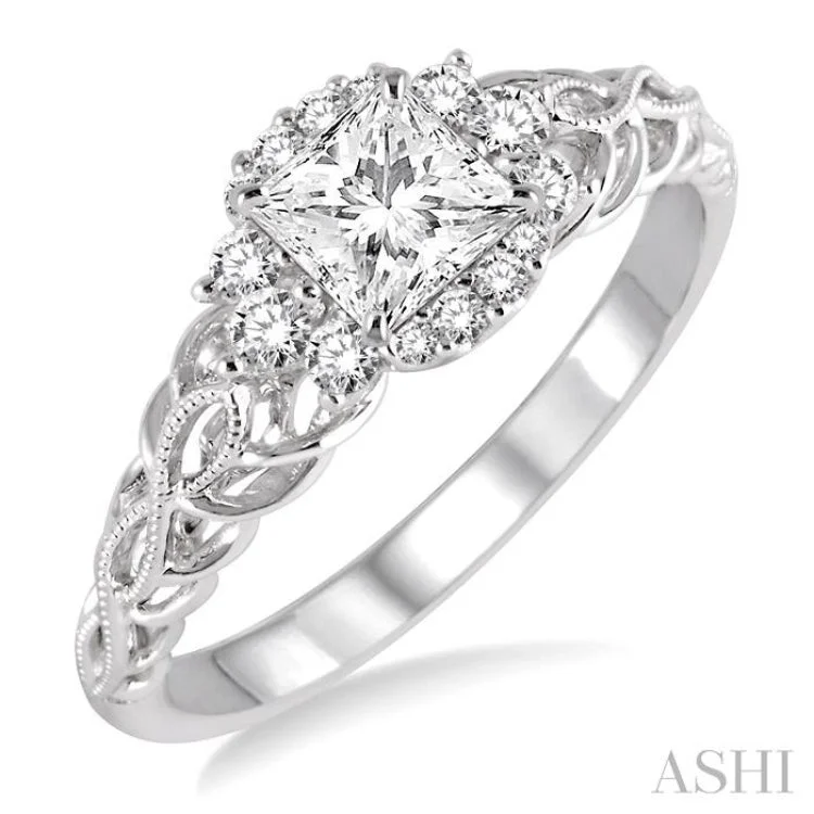 1/5 Ctw Diamond Semi-mount Engagement Ring in 14K White Gold