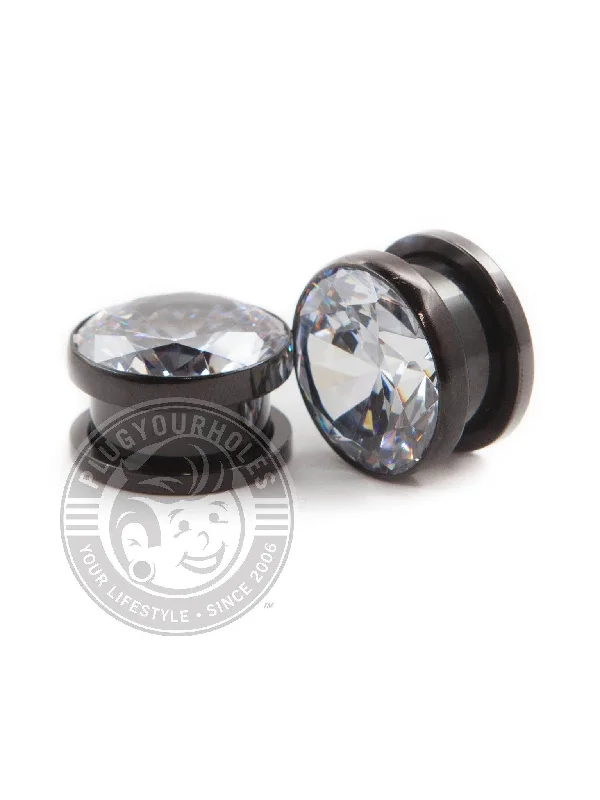 Big Bling Black Threaded Steel Plugs