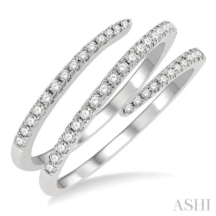 3/8 ctw Open End Round Cut Diamond Fashion Wrap Ring in 14K White Gold