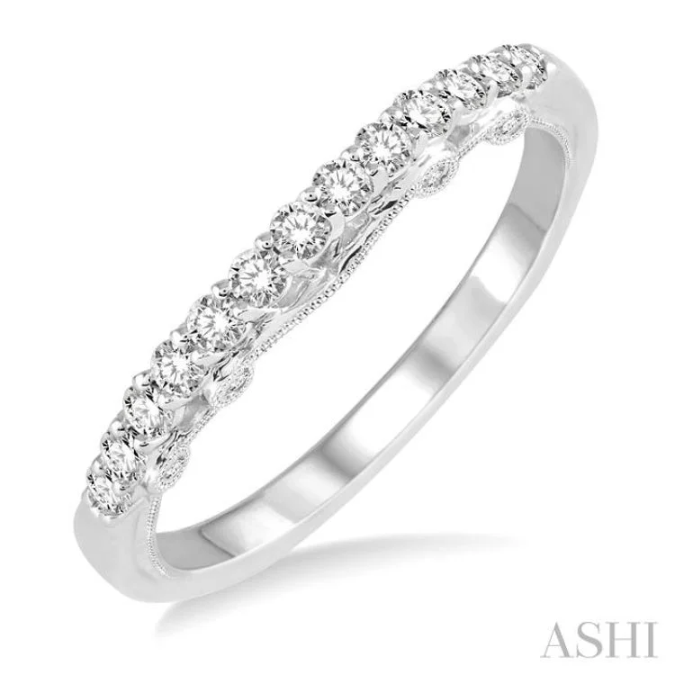 1/3 Ctw Round Cut Diamond Wedding Band in 14K White Gold